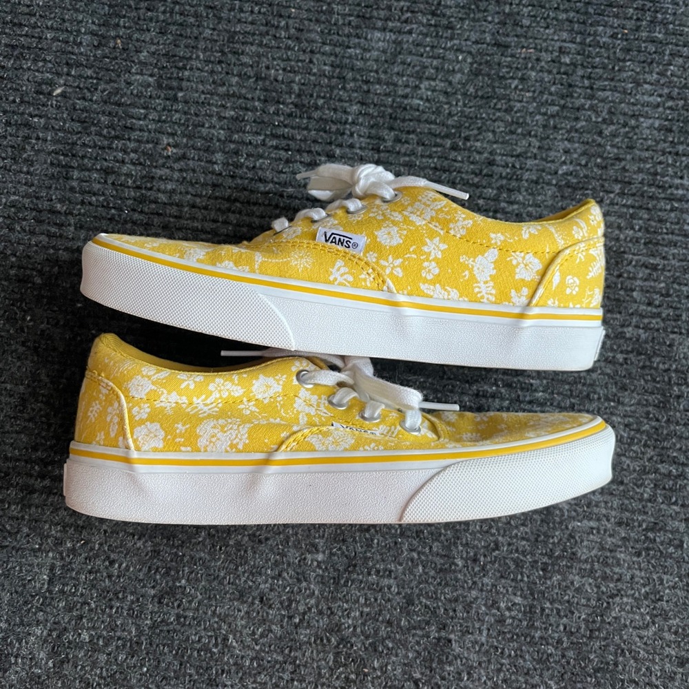 Vans Era Yellow Floral Canvas Low Top Sneakers Womens 6.0 White Botanical Print - Picture 6 of 8